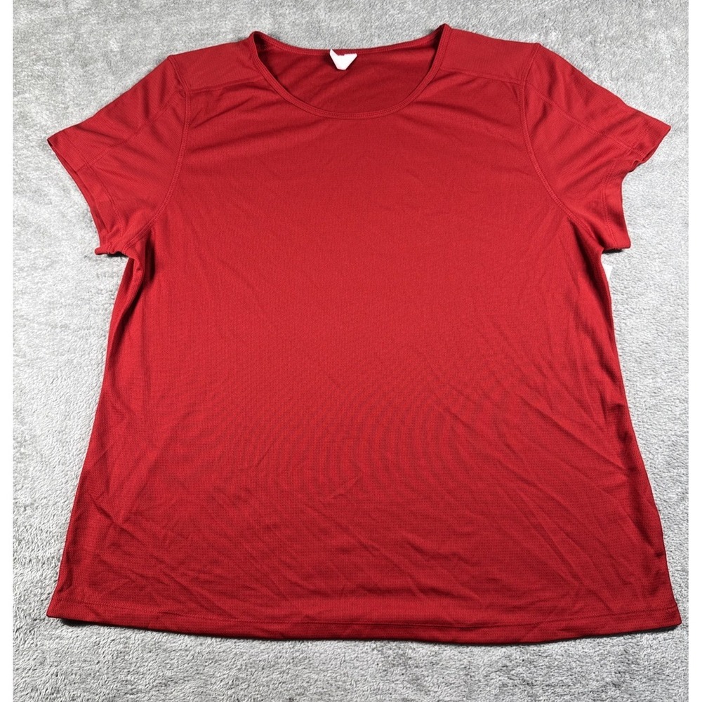 ID Ideology Women's Round-Neck Mesh Athletic Shirt Licorice Red Size XXL NWT